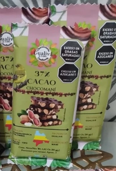 Tabletas de Chocolate con Maní 37% cacao 80Gr